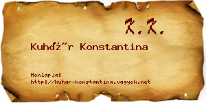 Kuhár Konstantina névjegykártya